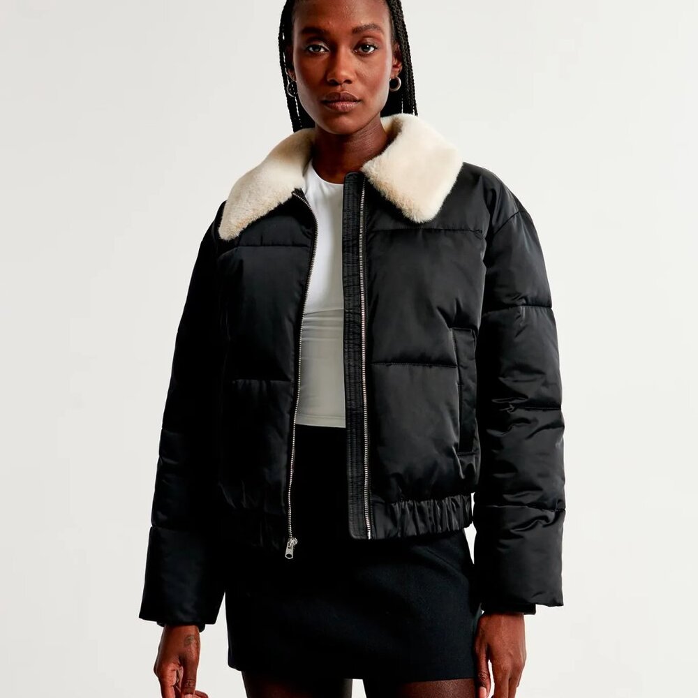 BNWT Abercrombie and Fitch Faux Fur Mini Ultra Puffer size XS